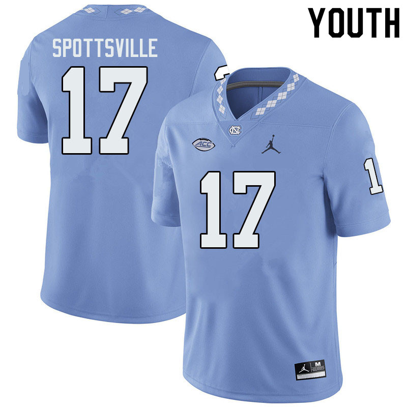 Jordan Brand Youth #17 Welton Spottsville North Carolina Tar Heels College Football Jerseys Sale-Blu